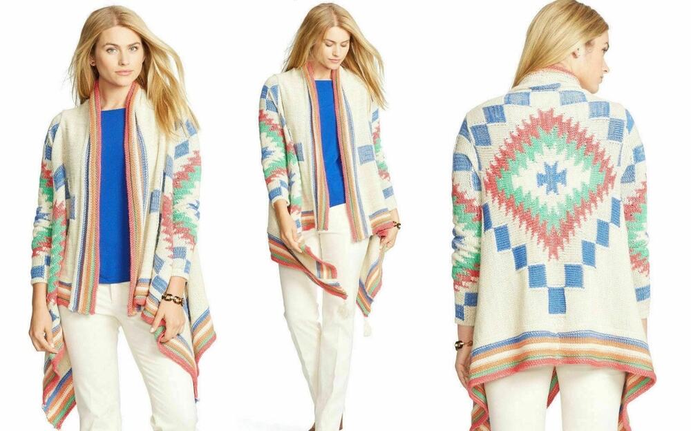 Lauren Ralph Lauren Womens Cardigan Size S/M Geometric Southwestern Style Classy